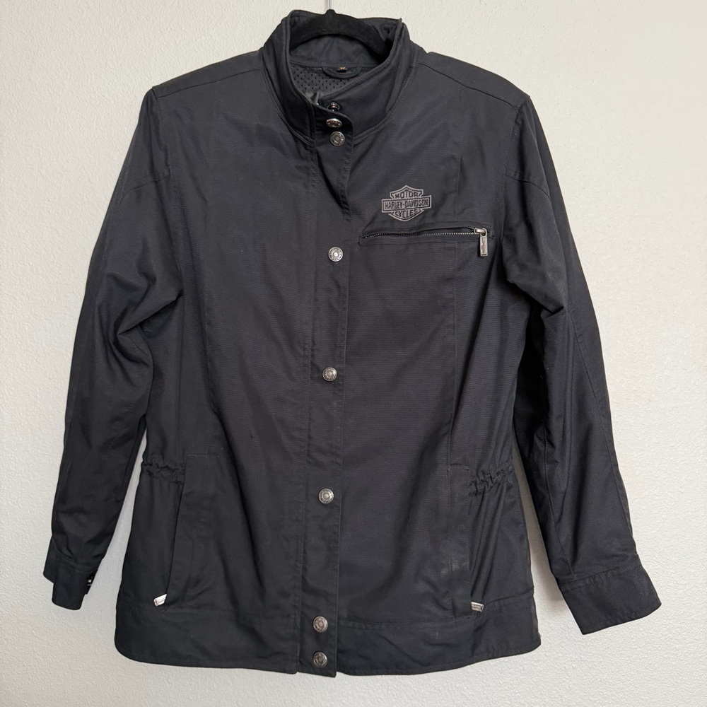 Harley Davidson Women’s Black Metro Nylon Windbreaker Jacket Size Medium